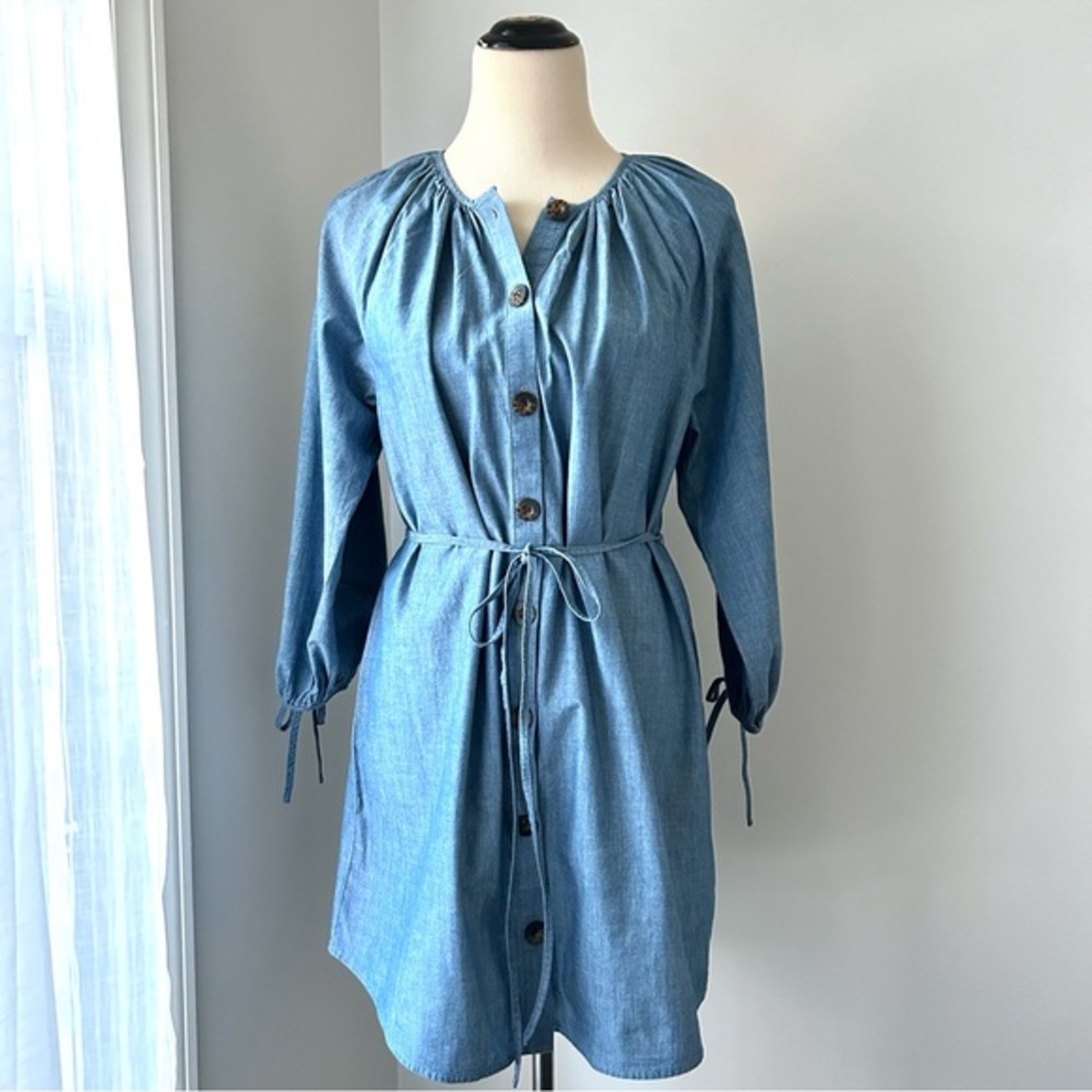 J. Crew Light Blue Denim Long Sleeve Shirt Dress